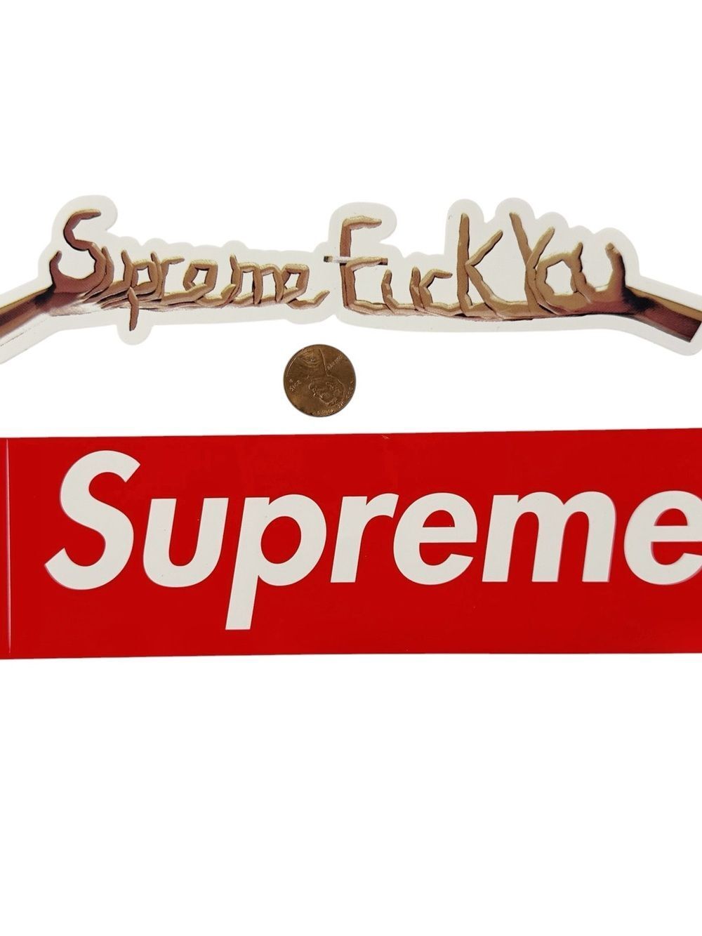 Supreme F You Fingers & Box Logo Skateboard Stickers FW18